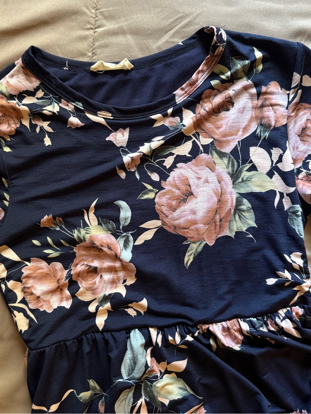 Beeson River Navy Floral Short-Sleeve Maxi Dress - Pink Rose Print, size Medium - Picture 3 of 4